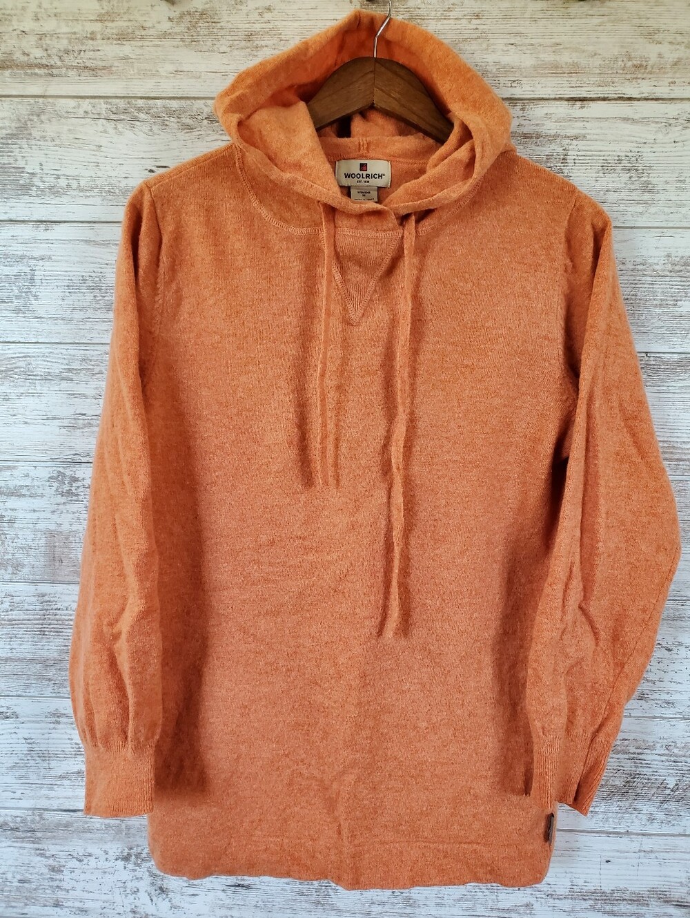 Woolrich Amberglow Heather Orange Wool Blend Knit Pullover Hoodie